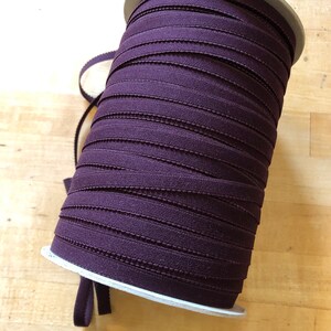 Elastic trim 3/8&quot; 1cm in dark purple by the yard | picot edge | lingerie | plush | eggplant, merlot, rich color