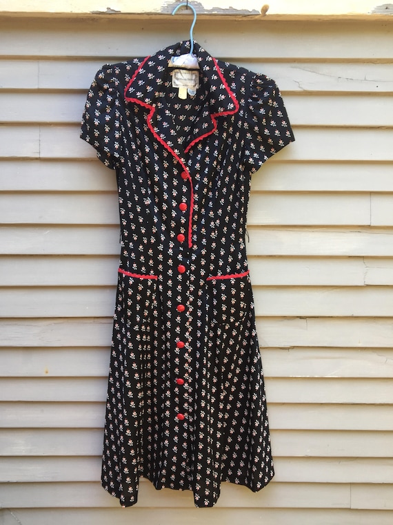 70s rare black and red floral dress Ossie Clark Bi