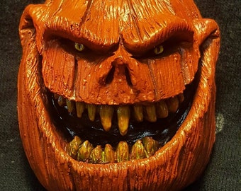 Evil Pumpkin Sculpted Magnet Hand Painted