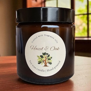 Hazel and Oak soy candle | scented candle | handpoured candles | home fragrance | oak leaves | Hazel tree scent | fragrant candles | autumn