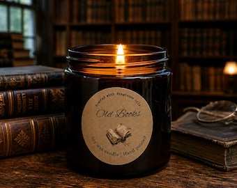Old Books soy candle: bibliophile home fragrance