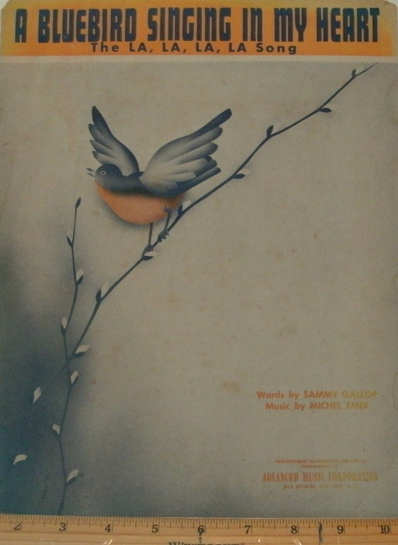A Bluebird Singing in My Heart the La La La La Song Sheet - Etsy