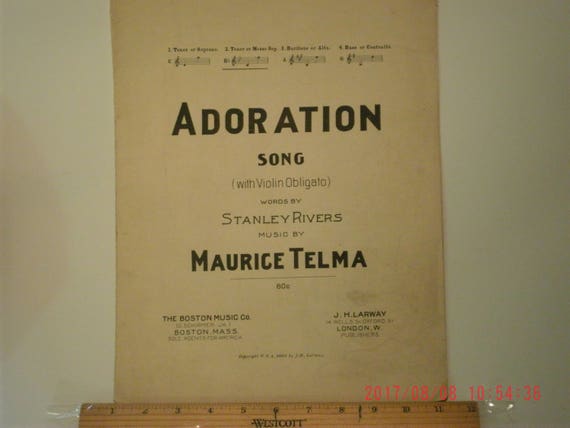 Adoration Song Sheet Music With Violin Obligato Words By Etsy