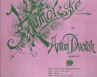 Humoreske, sheet music by Anton Dvorak, 1923, 1933, Vintage