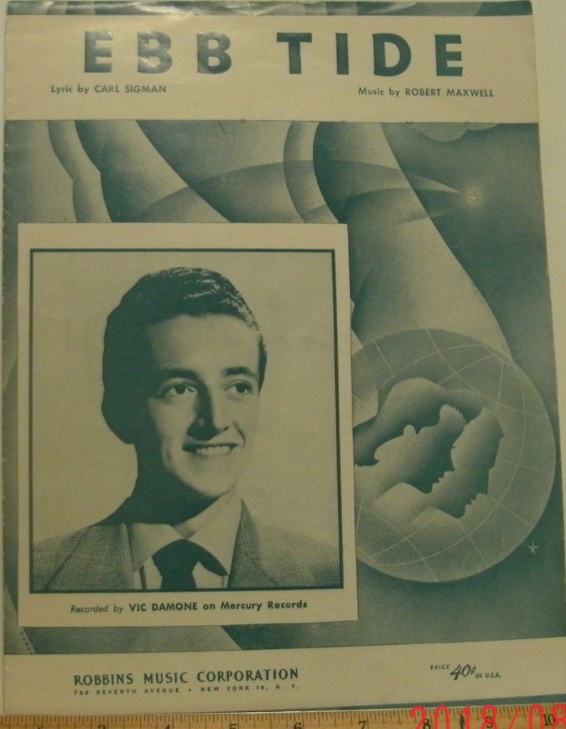 Ebb Tide Sheet Music by Carl Sigman Robert Maxwell 1953 Etsy