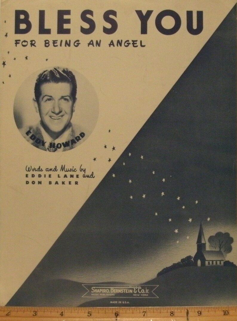 Bless You for Being an Angel Sheet Music by Eddie Lane Don Etsy
