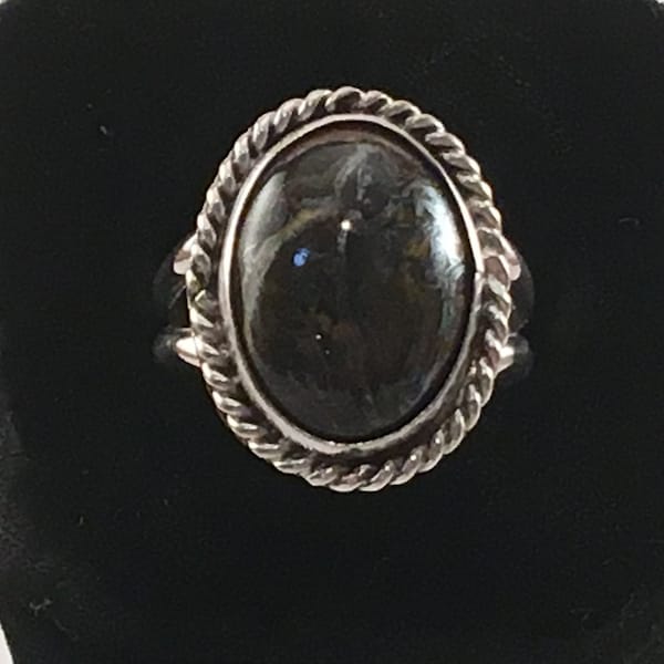 Jasper Cabochon, Set in Hand Fabricated Sterling Silver Ring Setting, Beautiful Dark Brown