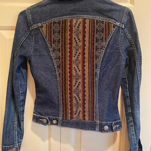 Wool Panel and Jean Jacket, Denim and Wool Jacket, Southwestern Jean Jacket