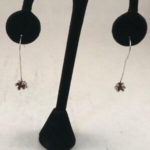 Raw Garnet Sterling Silver Drop Earrings: January Birthstone