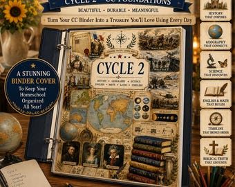 Classical Conversations Cycle 2 Binder Cover | Vintage Homeschool Planner Insert (Digital Download)