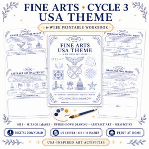 USA Theme Fine Arts Workbook | Cycle 3 Art Activities (PDF Download)