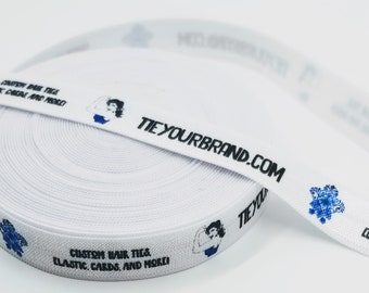 CUSTOM-  100 Yards - YOUR logo- your design- Elastic Fold-Over-Ribbon or Tied Hairties