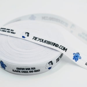 CUSTOM-  100 Yards - YOUR logo- your design- Elastic Fold-Over-Ribbon or Tied Hairties