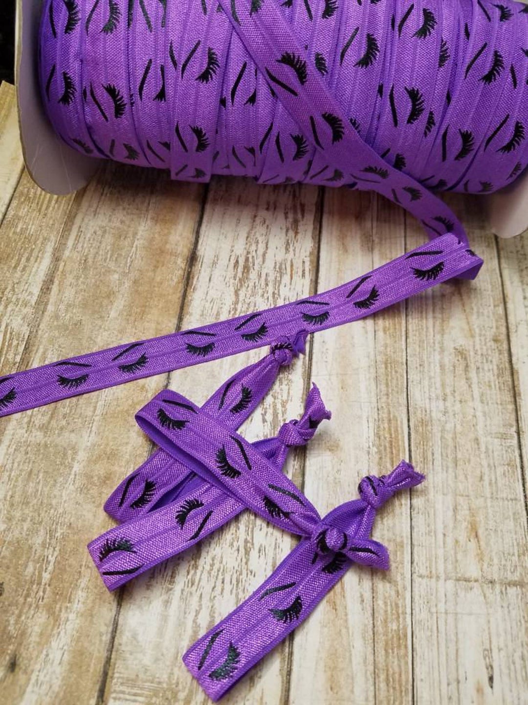 Purple Hair Ties Eyelashes Elastic Younique FOE Ribbon Etsy