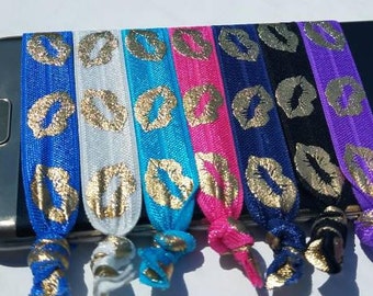 10 for 5! You pick the colors :) Elastic bands- Gold Lips - Hairties, hair tie, gift, Lipsense, senegence, bachelorette