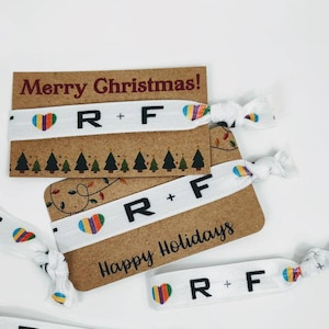 Rodan en Fields Hair Ties, Armbanden, met kaarten- Kies de kaart stijl! Wordt geleverd met kaarten en stropdassen - geweldige geschenken, marketing, klanten, evenement