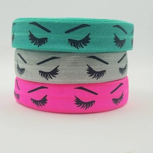 gesneden op maat- 15 Yards - 3 meter van elk - Wimpers - Elastic Ribbon, Stretchy, geweldig voor cadeau wrap, haarbanden, decor, enz. Blauw, roze, grijs