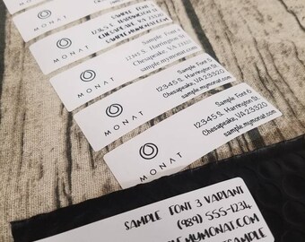 PRINTED - Mailed to you- Customized-  MONAT shipping/ return labels for mail /packaging / samples