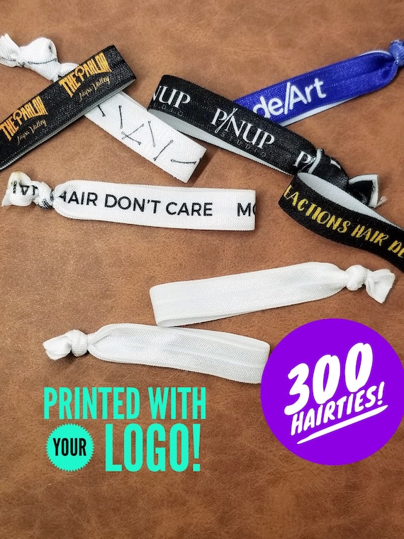 300 Custom Hair Ties bracelets Printed With Your Logo Wording or