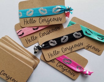 Hello Gorgeous cards with ties- Lips and Lashes