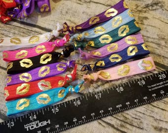 Cut Ties- PICK COLORS- from any 12 colors! Make a custom mix! Ribbon- Gold Lips- Wholesale - Lipsense Fold over Elastic