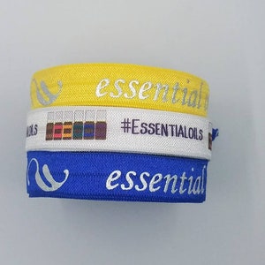 op maat gesneden- 15 Yards - 3 yards van elk - Etherische oliën - Elastic Ribbon, Stretchy, geweldig voor cadeau wrap, haarbanden, decor, enz. Blauw, yello
