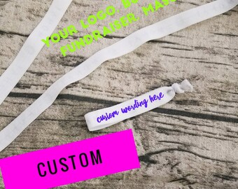 CUSTOM-  50 or 100 Yards YOUR logo your design- Elastic Fold-Over-Ribbon Make your own headbands, hair ties, embellishments, clothing straps