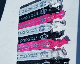 Paparazzi Elastic Bands- Silver Metallic -Great for Hair ties, Bracelet, Gifts, Events, Business Card Holders- Pink, Black, White