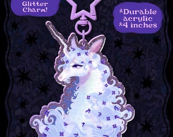 IN STOCK PREORDER The Last Unicorn Glitter Acrylic Charm Keychain Read Description