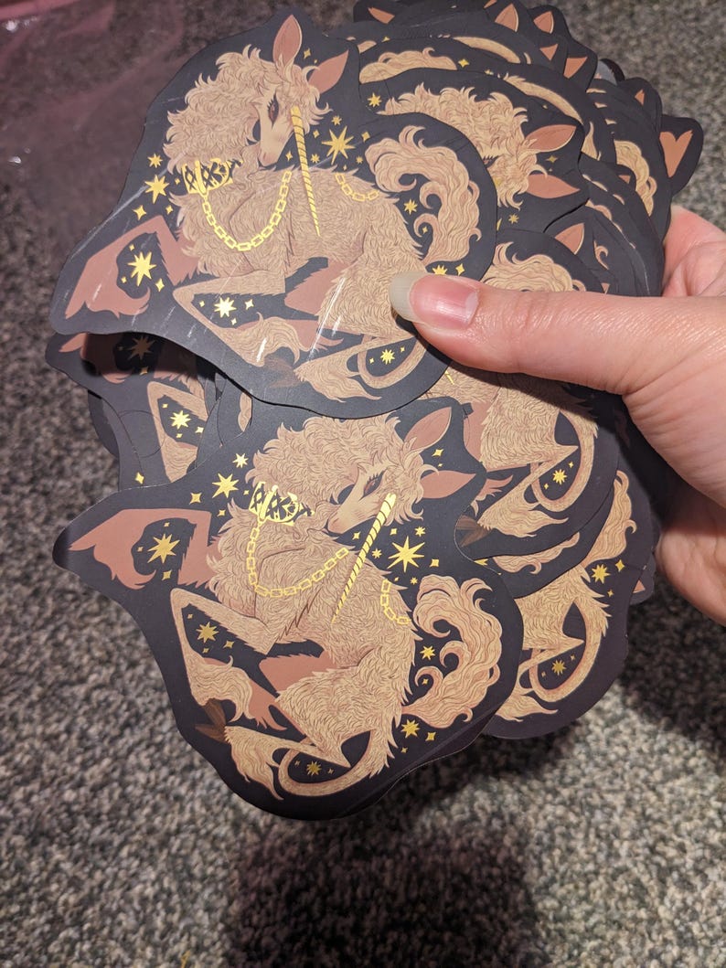 PREORDER Medieval Unicorn Brushed Gold Vinyl Stickers READ DESCRIPTION image 5