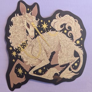 PREORDER Medieval Unicorn Brushed Gold Vinyl Stickers READ DESCRIPTION image 3
