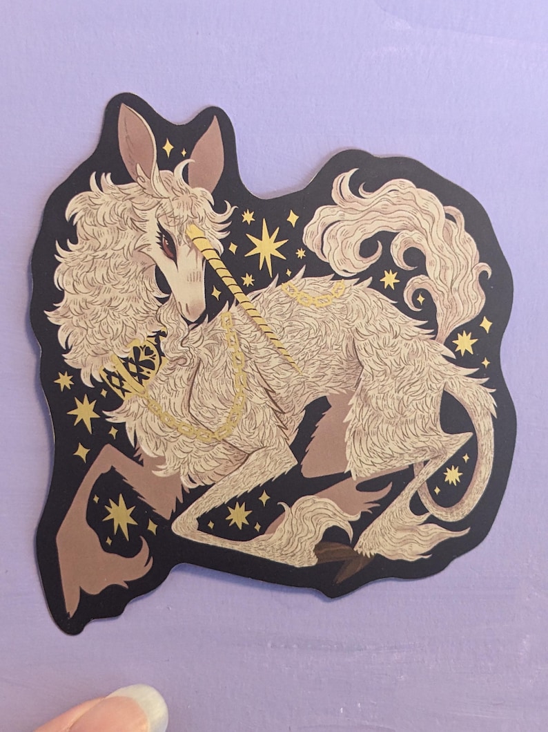PREORDER Medieval Unicorn Brushed Gold Vinyl Stickers READ DESCRIPTION image 3