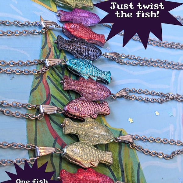 Whimsical Reversible Glass Fish Necklace