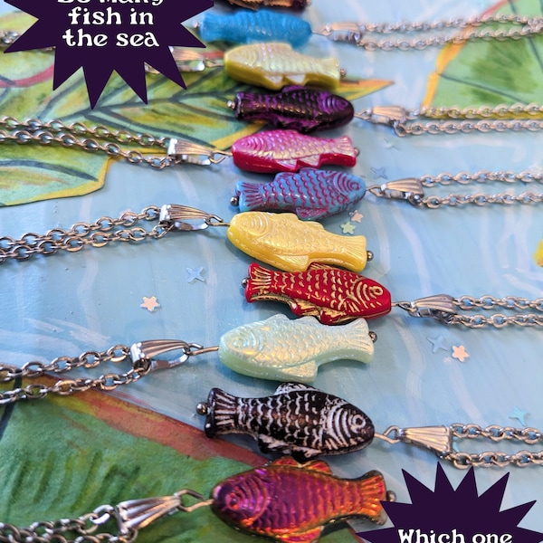 Whimsical Colorful Glass Fish Necklaces