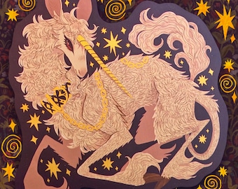 PREORDER Medieval Unicorn Brushed Gold Vinyl Stickers READ DESCRIPTION