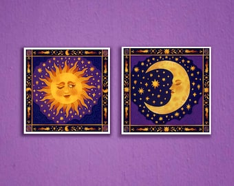 IN STOCK PREORDER Sun and Moon Celestial Lovers Art Print: Whimsigothic 90s inspired Read Description