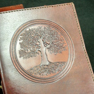 Oak Tree - Handmade Leather Journal Diary with Hand-Tooled Druid Oak Tree