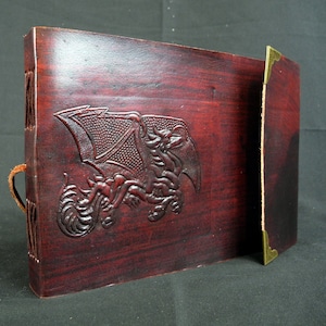 Large Handmade Vintage Leather Journal / Sketchbook with WELSH DRAGON