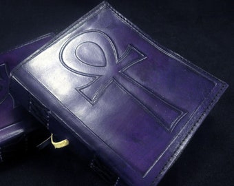 Egyptian ANKH - Handmade Small Leather Journal Diary Pagan Wicca Book-of-Shadows