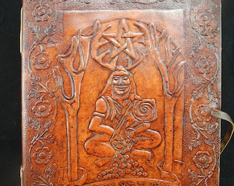 Horned God Cernunnos - Large Handmade Leather Journal Wicca Book of Shadows