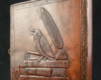 CORBEAU / CORBEAU - Journal intime en cuir fait main A5 - Livre des ombres wicca païen