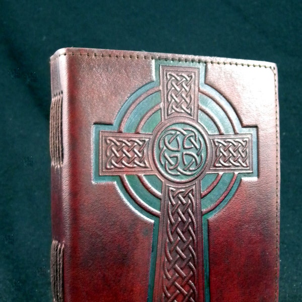 Small Celtic CROSS Handmade Leather Journal Diary - Pages of Cartridge Art Paper