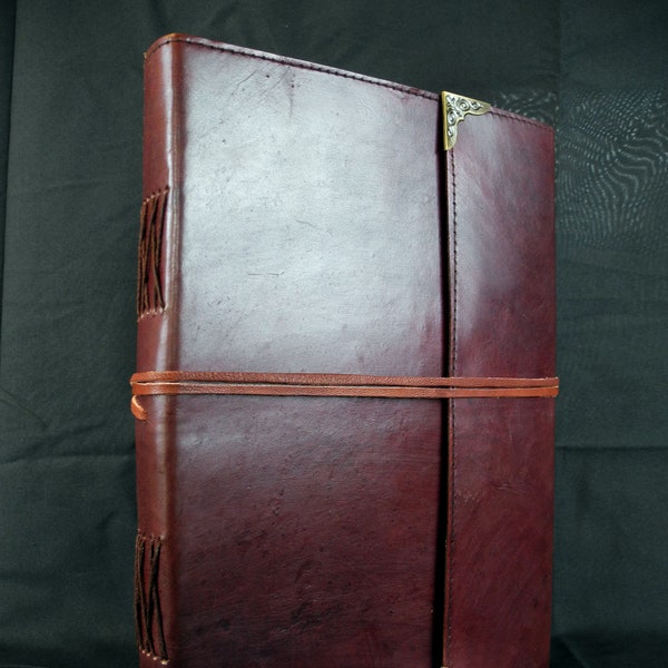 Large Handmade Distressed Leather Sketchbook - A4/US Letter Size - Handmade Paper or Cartridge Drawing Paper