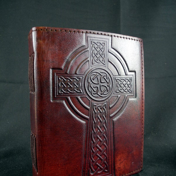 Small Celtic CROSS Handmade Leather Journal Diary - Pages of Cartridge Art Paper