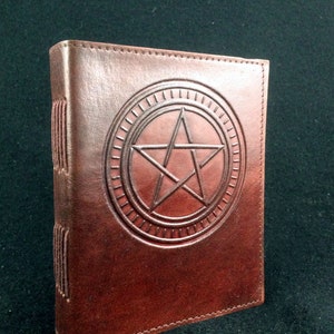 PENTAGRAM Ręcznie robiony skórzany dziennik - Pagan Wicca Book of Shadows
