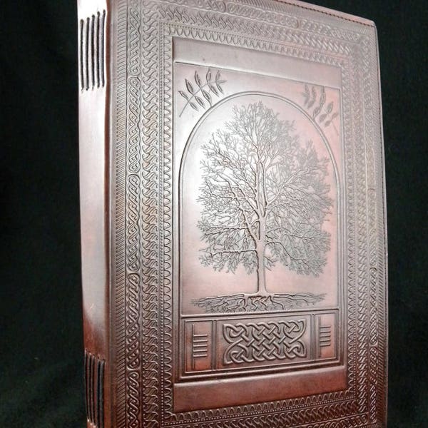 A4 Celtic Druid Ash Tree - Handmade Leather Sketchbook Journal Diary Guest-Book – US Letter Size