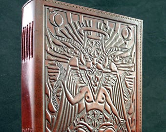 Pagan Wicca BAPHOMET - Idole des Templiers - Journal intime en cuir fait main A5