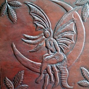 MOON FAIRY - A5 ręcznie robiony skórzany dziennik Pagan Wicca Book of Shadows