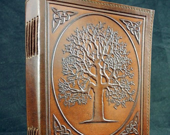 Journal A5 en cuir fait main - druide celtique chêne - livre des ombres wicca