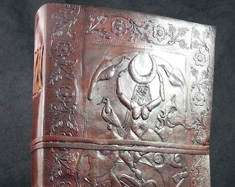 Large Handmade Leather Journal -  Hand-Tooled Rhiannon Mother Goddess - Pagan Wicca Book of Shadows